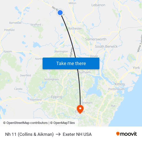 Nh 11 (Collins & Aikman) to Exeter NH USA map