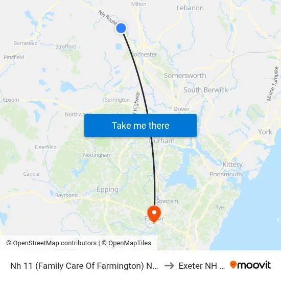 Nh 11 (Family Care Of Farmington) Northbound to Exeter NH USA map
