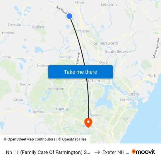 Nh 11 (Family Care Of Farmington) Southbound to Exeter NH USA map