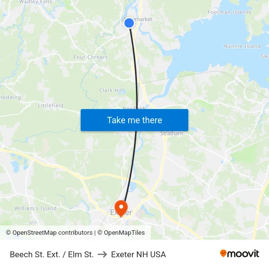Beech St. Ext. / Elm St. to Exeter NH USA map