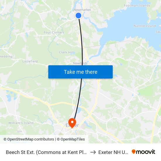 Beech St Ext. (Commons at Kent Place) to Exeter NH USA map