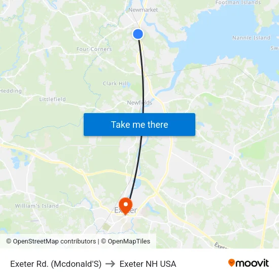 Exeter Rd. (Mcdonald'S) to Exeter NH USA map