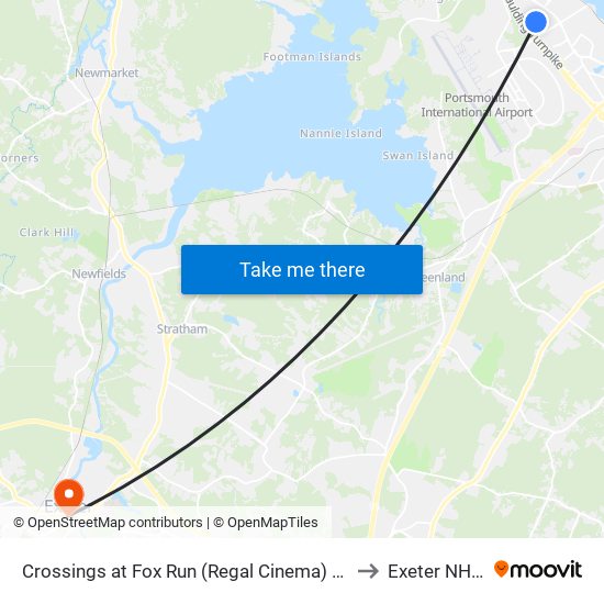 Crossings at Fox Run (Regal Cinema) Southbound to Exeter NH USA map