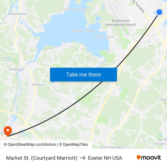 Market St. (Courtyard Marriott) to Exeter NH USA map