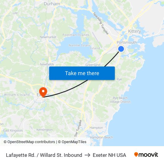 Lafayette Rd. / Willard St. Inbound to Exeter NH USA map