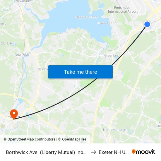 Borthwick Ave. (Liberty Mutual) Inbound to Exeter NH USA map