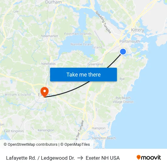 Lafayette Rd. / Ledgewood Dr. to Exeter NH USA map