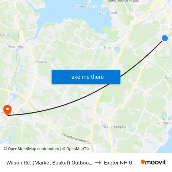 Wilson Rd. (Market Basket) Outbound to Exeter NH USA map