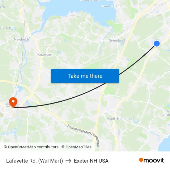 Lafayette Rd. (Wal-Mart) to Exeter NH USA map