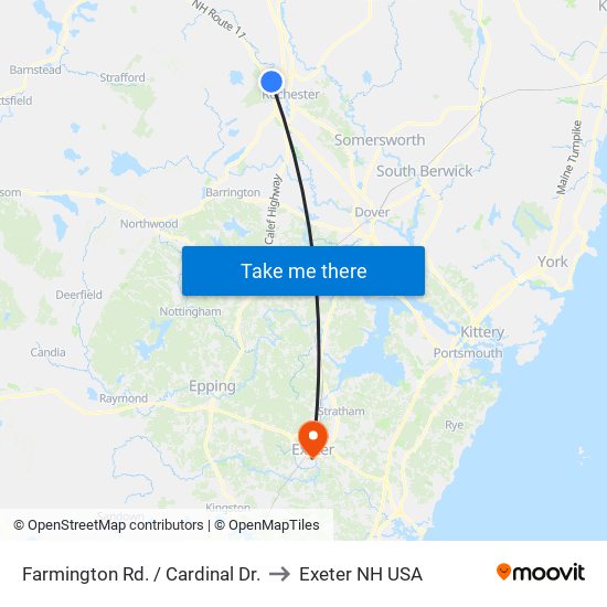 Farmington Rd. / Cardinal Dr. to Exeter NH USA map