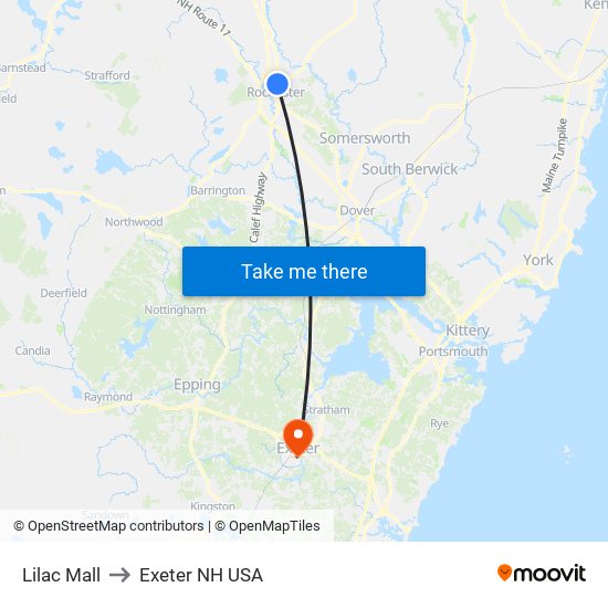 Lilac Mall to Exeter NH USA map