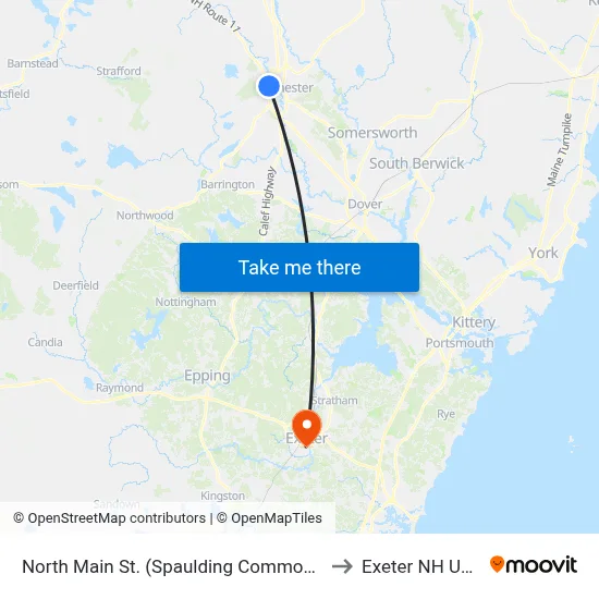 North Main St. (Spaulding Commons) to Exeter NH USA map