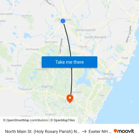 North Main St. (Holy Rosary Parish) Northbound to Exeter NH USA map