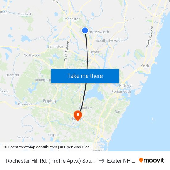 Rochester Hill Rd. (Profile Apts.) Southbound to Exeter NH USA map