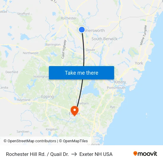 Rochester Hill Rd. / Quail Dr. to Exeter NH USA map