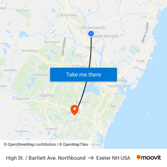 High St. / Bartlett Ave. Northbound to Exeter NH USA map
