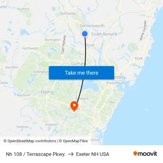 Nh 108 / Terrascape Pkwy. to Exeter NH USA map
