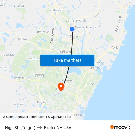 High St. (Target) to Exeter NH USA map