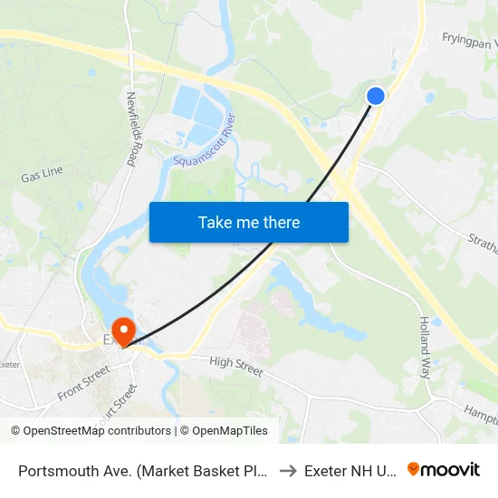 Portsmouth Ave. (Market Basket Plaza) to Exeter NH USA map
