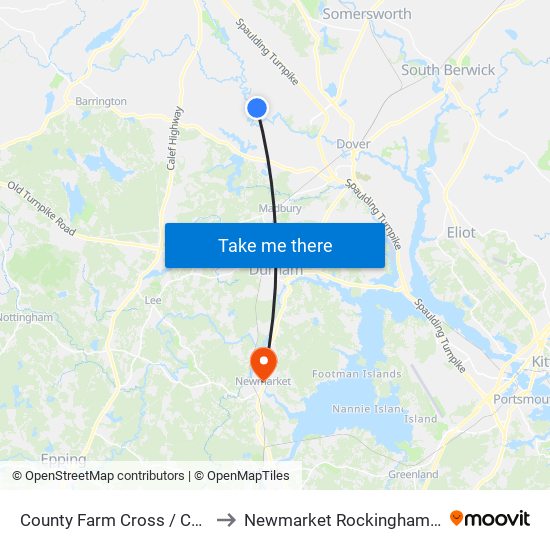 County Farm Cross / County Farm Rds. to Newmarket Rockingham County NH USA map