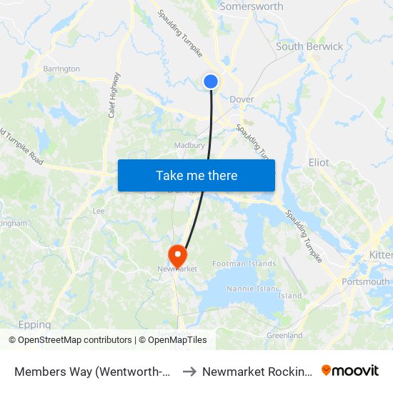 Members Way (Wentworth-Douglass Professional Center) to Newmarket Rockingham County NH USA map