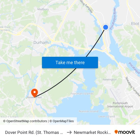 Dover Point Rd. (St. Thomas Aquinas High School) Northbound to Newmarket Rockingham County NH USA map