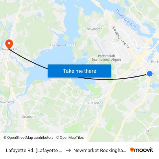 Lafayette Rd. (Lafayette Professional Park) to Newmarket Rockingham County NH USA map