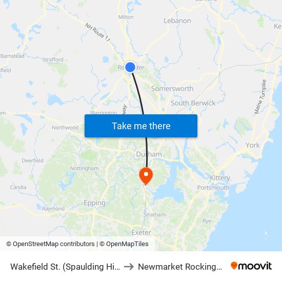 Wakefield St. (Spaulding High School) Southbound to Newmarket Rockingham County NH USA map