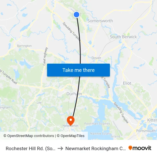 Rochester Hill Rd. (So'Field Apts.) to Newmarket Rockingham County NH USA map