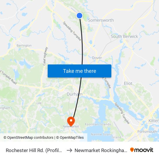 Rochester Hill Rd. (Profile Apts.) Northbound to Newmarket Rockingham County NH USA map