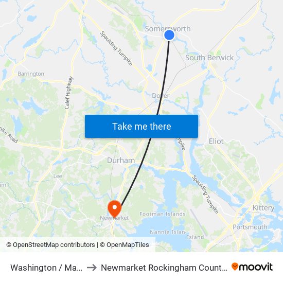Washington / Main Sts. to Newmarket Rockingham County NH USA map