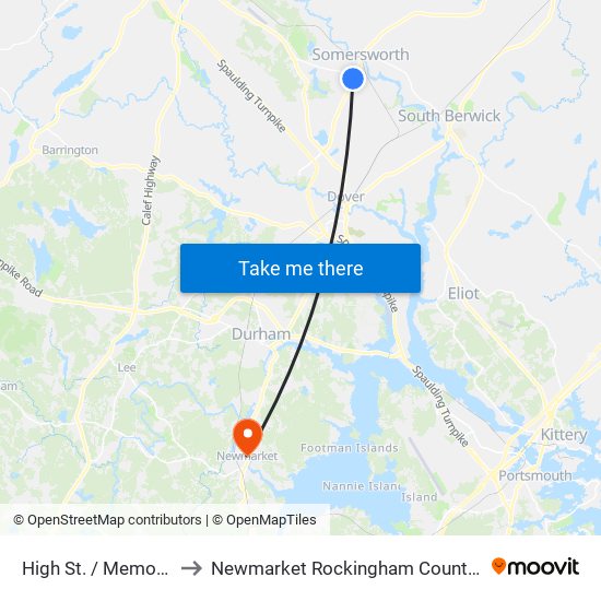 High St. / Memorial Dr. to Newmarket Rockingham County NH USA map