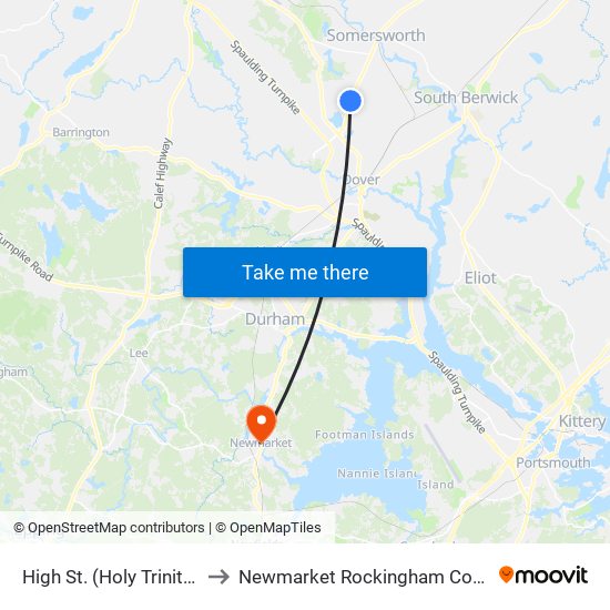 High St. (Holy Trinity Church) to Newmarket Rockingham County NH USA map