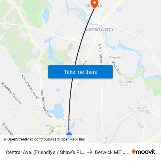 Central Ave. (Friendly's / Shaw's Plaza) to Berwick ME USA map