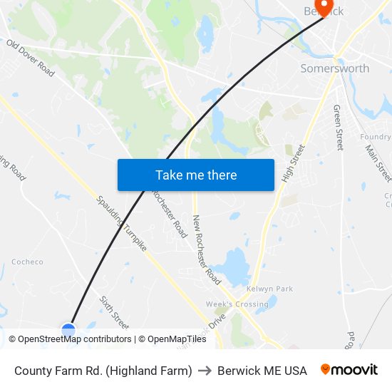 County Farm Rd. (Highland Farm) to Berwick ME USA map