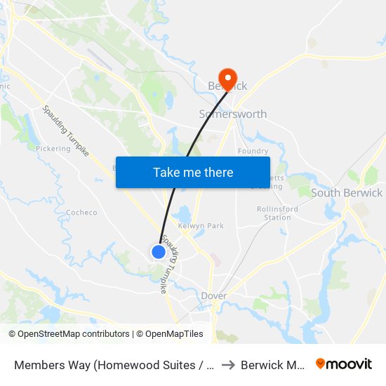 Members Way (Homewood Suites / Margarita'S) to Berwick ME USA map