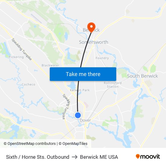 Sixth / Horne Sts. Outbound to Berwick ME USA map