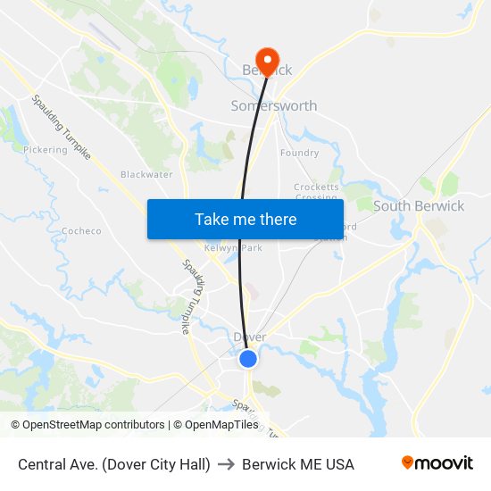 Central Ave. (Dover City Hall) to Berwick ME USA map