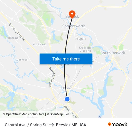 Central Ave. / Spring St. to Berwick ME USA map