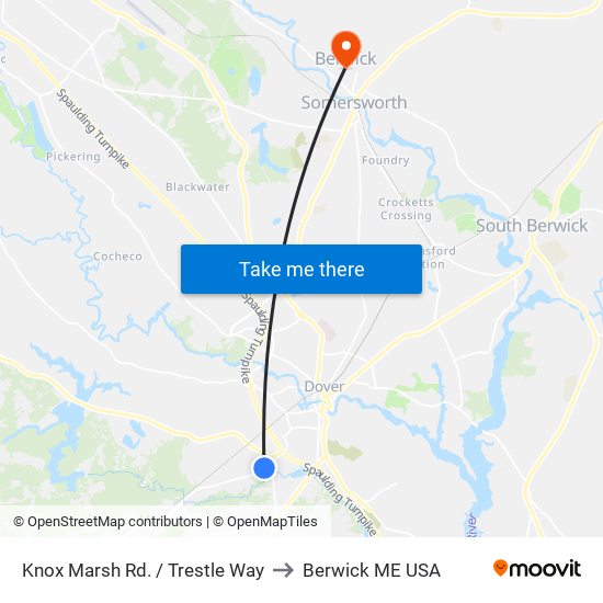 Knox Marsh Rd. / Trestle Way to Berwick ME USA map