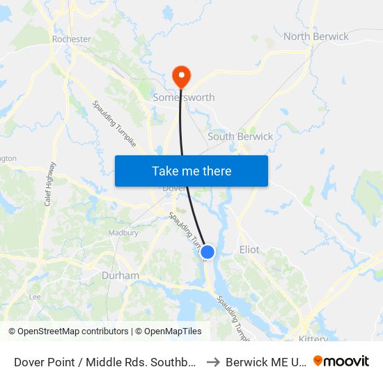 Dover Point / Middle Rds. Southbound to Berwick ME USA map