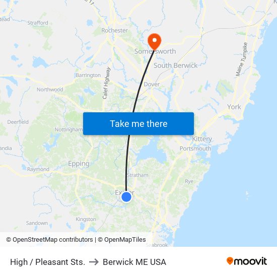 High / Pleasant Sts. to Berwick ME USA map