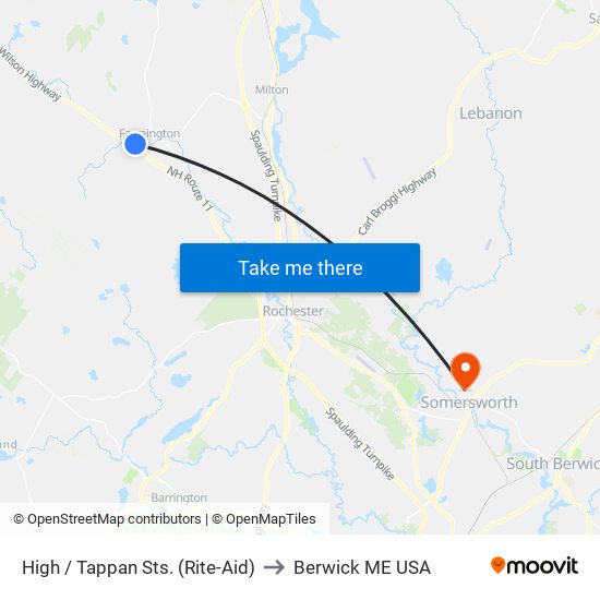 High / Tappan Sts. (Rite-Aid) to Berwick ME USA map