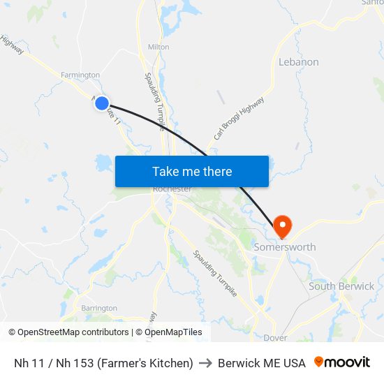 Nh 11 / Nh 153 (Farmer's Kitchen) to Berwick ME USA map
