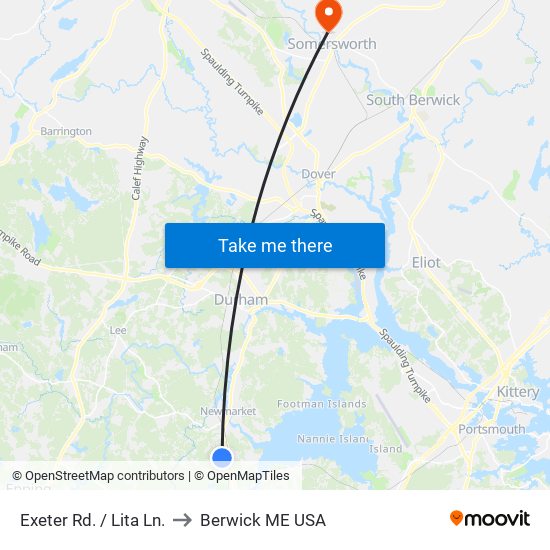 Exeter Rd. / Lita Ln. to Berwick ME USA map