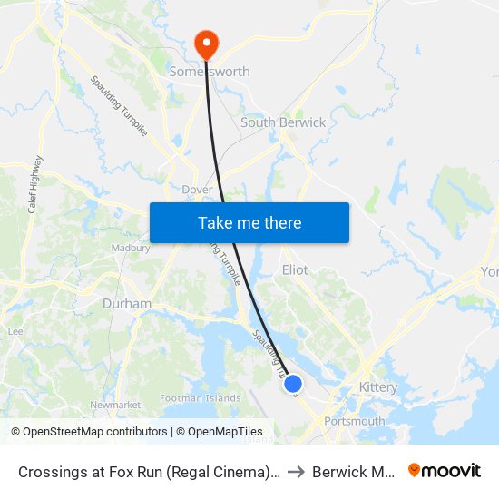 Crossings at Fox Run (Regal Cinema) Southbound to Berwick ME USA map