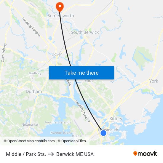 Middle / Park Sts. to Berwick ME USA map