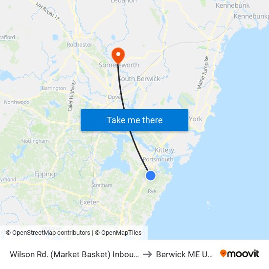 Wilson Rd. (Market Basket) Inbound to Berwick ME USA map