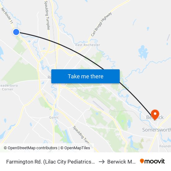 Farmington Rd. (Lilac City Pediatrics) Southbound to Berwick ME USA map