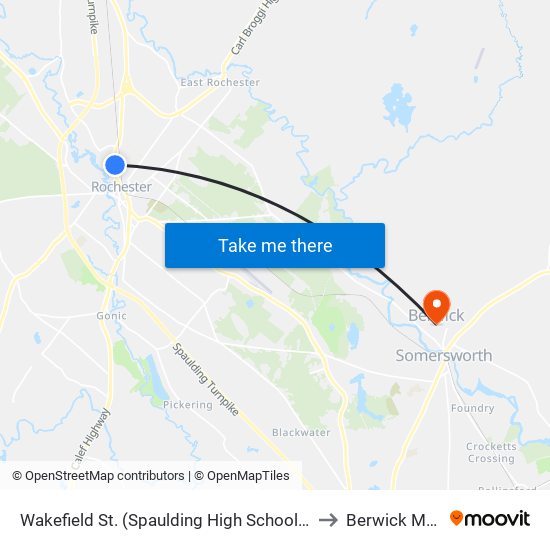 Wakefield St. (Spaulding High School) Southbound to Berwick ME USA map